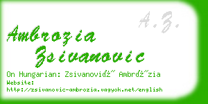 ambrozia zsivanovic business card